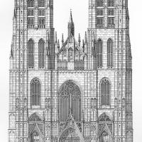 Cathédrale Saint-Michel-Saint-Gudule de Bruxelles - Drawing, western frontispiece