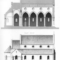 Église Saint-Martin de Frouville - Drawing, longitudinal elevation, longitudinal section, north side