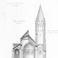 Église Saint-Martin de Frouville - Drawing, transverse section, nave, choir and tower