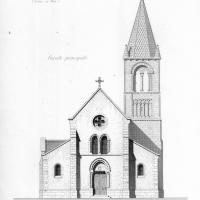 Église Saint-Martin de Frouville - Drawing, transverse elevation, western frontispiece
