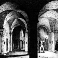 Collégiale Saint-Aignan d'Orléans - Drawing, interior, crypt (1848)